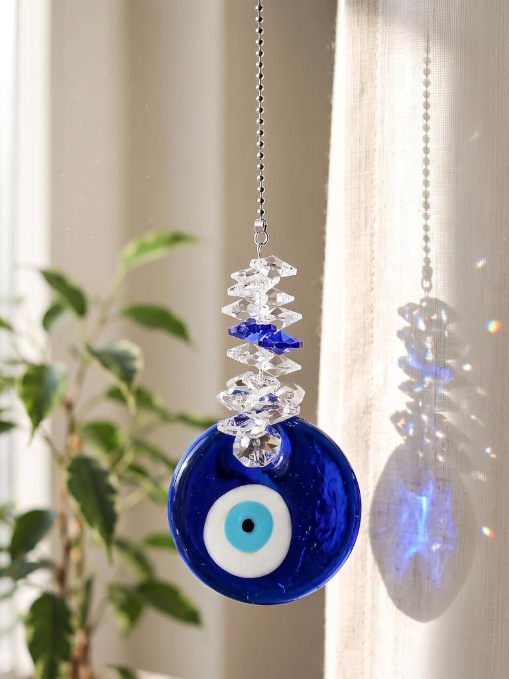 Blue Evil Eye Crystal Suncatcher Good Luck Charm Hanging Ornament